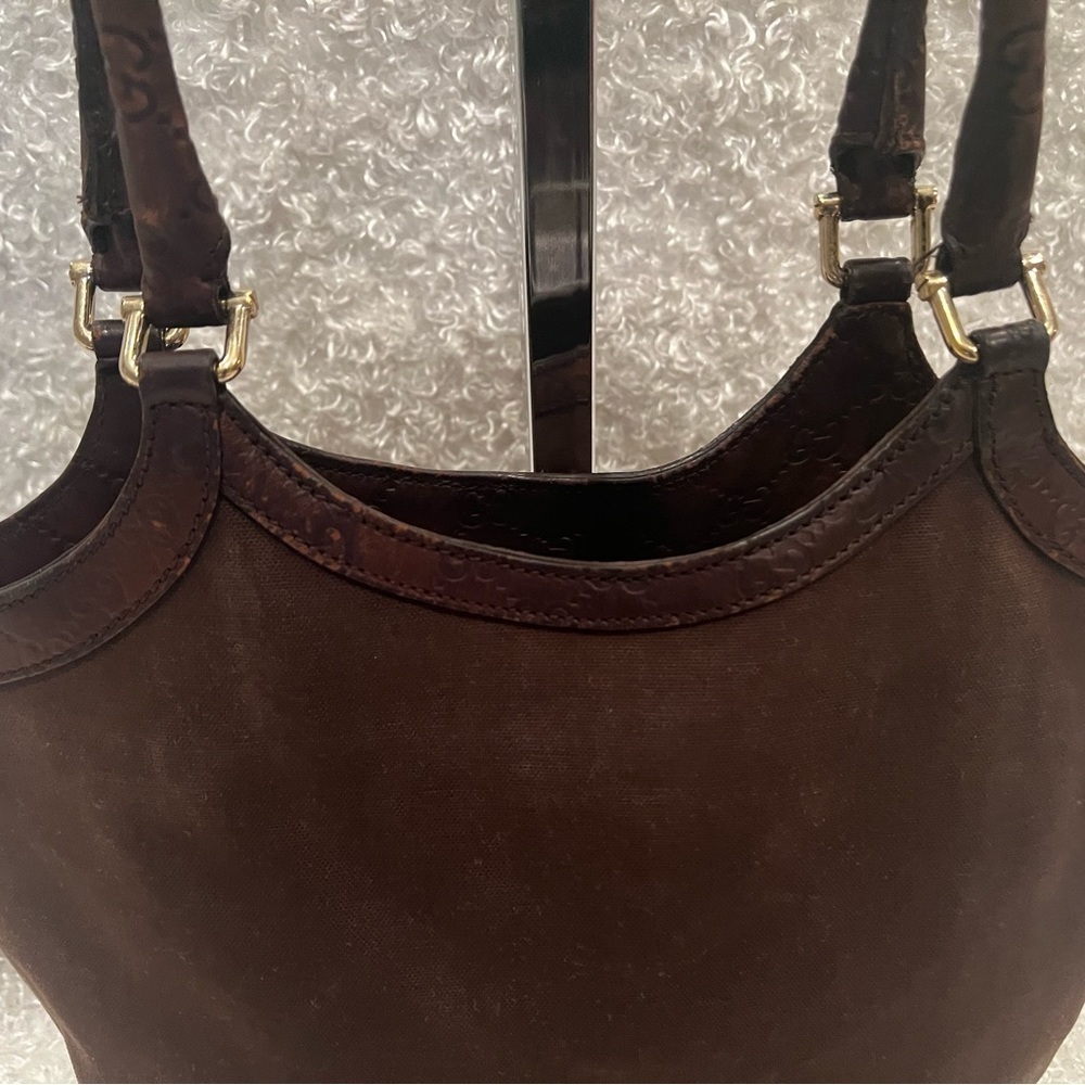 GUCCI Shoulder Bag Tote 279153 Canvas Leather Trim - Picture 5 of 15